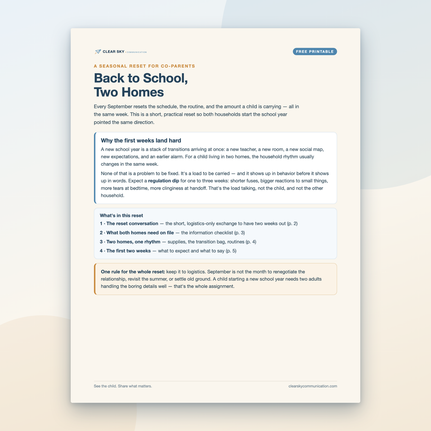Back-to-School Co-Parenting Reset — free download cover