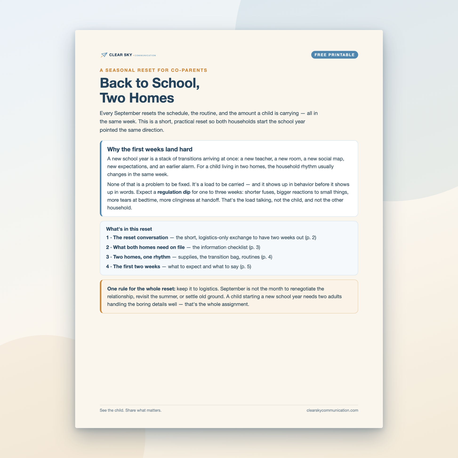 Back-to-School Co-Parenting Reset — free download cover