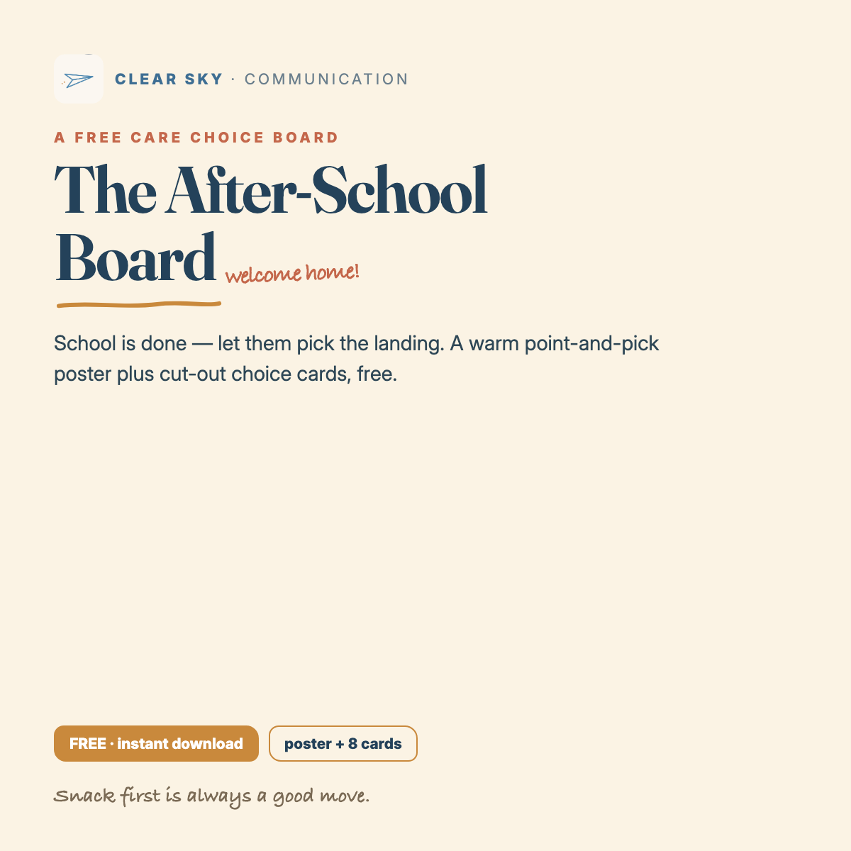 The After-School Choice Board — free printable choice board for kids